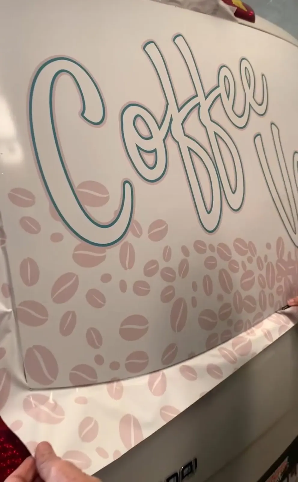 Printed coffee van wrap with coffee bean pattern by Sykes Signs, Sunshine Coast