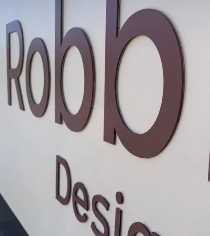 Robb Design flat-cut dimensional wall letters by Sykes Signs