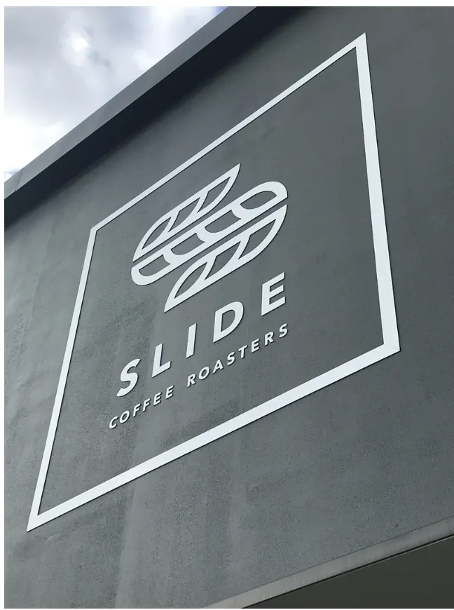 Slide Coffee Roasters — large cut metal wall sign by Sykes Signs, Coolum Beach